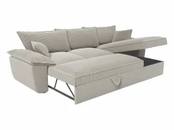 Vente-unique Sofá cama rinconera derecha de pana cerma de estilo charme francés vintage GUILLERMO Gris claro Clearance