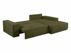 Vente-unique Sofá De Terciopelo|Sofá - 4 Plazas|Sofá cama rinconera derecha de pana - Verde - AMELIA