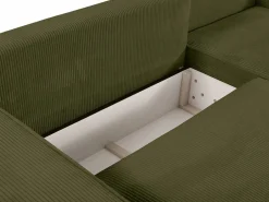 Vente-unique Sofá De Terciopelo|Sofá - 4 Plazas|Sofá cama rinconera derecha de pana - Verde - AMELIA