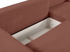 Vente-unique Sofá Vintage|Sofá cama rinconera derecha de terciopelo con cordoncillo AMELIA