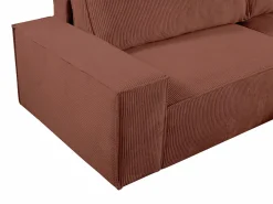 Vente-unique Sofá Vintage|Sofá cama rinconera derecha de terciopelo con cordoncillo AMELIA