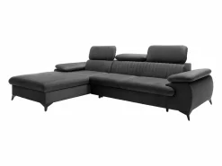 Vente-unique Sofá cama rinconera izquierda de terciopelo SAMARA Gris antracita Online