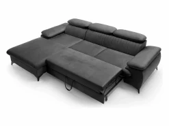 Vente-unique Sofá cama rinconera izquierda de terciopelo SAMARA Gris antracita Online