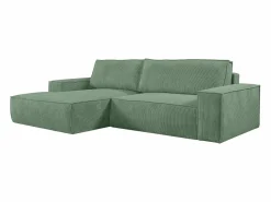 Vente-unique Todos Los Sofás|Sofá De Terciopelo|Sofá cama rinconera izquierda de pana color AMELIA