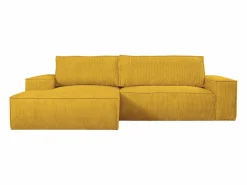 Vente-unique Sofá cama rinconera izquierda de pana AMELIA Amarillo Best