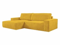 Vente-unique Sofá cama rinconera izquierda de pana AMELIA Amarillo Best