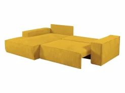Vente-unique Sofá cama rinconera izquierda de pana AMELIA Amarillo Best