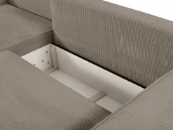 Vente-unique Sofá - 4 Plazas|Sofá cama rinconera izquierda de pana color AMELIA