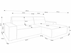 Vente-unique Sofá - 4 Plazas|Sofá cama rinconera izquierda de pana color AMELIA