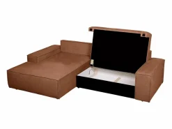 Vente-unique Sofá cama rinconera izquierda en tela texturizada AMELIA Terracota Discount