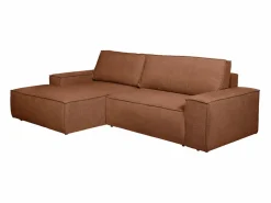 Vente-unique Sofá cama rinconera izquierda en tela texturizada AMELIA Terracota Discount