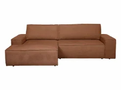 Vente-unique Sofá cama rinconera izquierda en tela texturizada AMELIA Terracota Discount