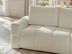 Sofá cama rinconera reversible de tela de felpa crema ISSORO^Vente-unique Online