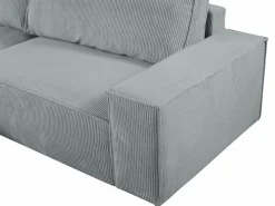 Vente-unique Sofá cama rinconera terciopelo canalé AMELIA - PASCAL MORABITO-Ángulo izquierdo Gris claro Discount