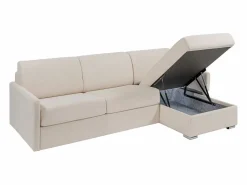 Vente-unique Sofás Y Sillones|Sofá De Tela|Sofá cama rinconera tipo italiano de tela cama de 160 cm lamas de 18 cm CALIFE