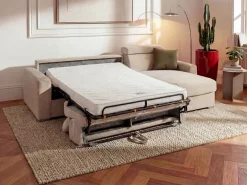 Vente-unique Sofás Y Sillones|Sofá cama rinconera tipo italiano de pana - Colchón de láminas de 160 cm VIZIR