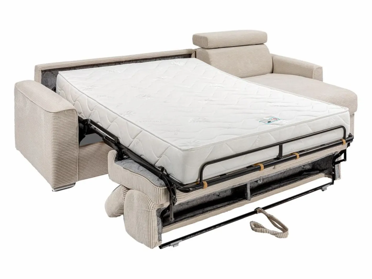 Vente-unique Sofás Y Sillones|Sofá cama rinconera tipo italiano de pana - Colchón de láminas de 160 cm VIZIR