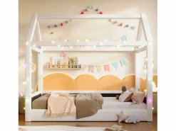 Sofá cama tapizado - 90 x 200 cm - con luces LED + dosel - MDF -^Merax Best
