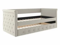 Vente-unique Cama Diván|Cama Nido|Sofá cama tapizado con cama nido, 2 x 90 x 190 cm, en tela - LOUISE