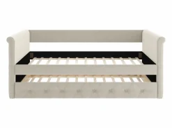 Vente-unique Cama Diván|Cama Nido|Sofá cama tapizado con cama nido, 2 x 90 x 190 cm, en tela - LOUISE