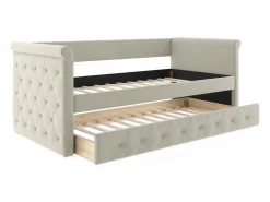 Vente-unique Cama Diván|Cama Nido|Sofá cama tapizado con cama nido, 2 x 90 x 190 cm, en tela - LOUISE