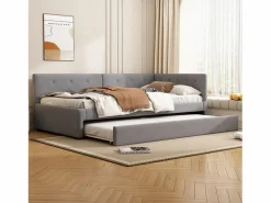 ModernLuxe Sofá cama tapizado en terciopelo 90x200cm + cama nido 90x190cm - Gris Discount