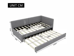 ModernLuxe Sofá cama tapizado en terciopelo 90x200cm + cama nido 90x190cm - Gris Discount