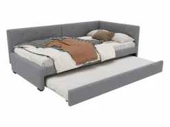 ModernLuxe Sofá cama tapizado en terciopelo 90x200cm + cama nido 90x190cm - Gris Discount