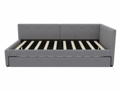 ModernLuxe Sofá cama tapizado en terciopelo 90x200cm + cama nido 90x190cm - Gris Discount