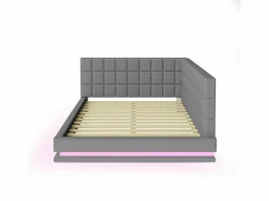 ModernLuxe Cama Diván|Sofá cama tapizado 160x200 cm - con banda luminosa LED - con toma USB - tejido de terciopelo -