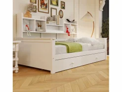 Sofá cama 90x200 - con 2 cajones - con estantes - con somier de láminas - ​ (colchón no incluido)^ModernLuxe New