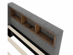 Sofá cama 140x200 cm - con 2 cajones - con puertos USB + Type C - con luz LED - (colchón no incluido)^ModernLuxe Best