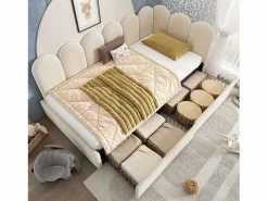 Sofá cama 90x190 cm - con 2 cajones - tejido de terciopelo - con somier de láminas - ​ (sin colchón)^ModernLuxe Outlet