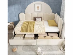 Sofá cama 90x190 cm - con 2 cajones - tejido de terciopelo - con somier de láminas - ​ (sin colchón)^ModernLuxe Outlet
