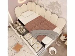 Sofá cama 90x190 cm - con 2 cajones - tejido de terciopelo - con somier de láminas - ​ (sin colchón)^ModernLuxe Outlet