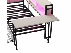 ModernLuxe Cama Diván|Sofá cama 90x200 cm - con iluminación LED - con 2 cajones - toma de corriente - escritorio plegable - (colchón no incluido)