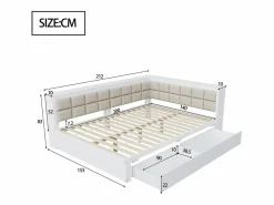 OKWISH sofá cama 140x200 cm con 2 cajones de almacenamiento y somier de láminas, blanca - sin colchón Blanco Sale