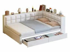 OKWISH sofá cama 140x200 cm con 2 cajones de almacenamiento y somier de láminas, blanca - sin colchón Blanco Sale