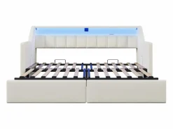 ModernLuxe Cama Diván|Sofá cama 90x200cm - con USB + Type-C - con iluminación LED - con 2 cajones - (sin colchón)