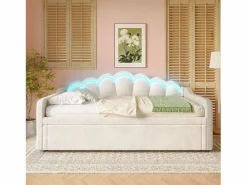 Sofá cama 90x200/180x200 cm - con cama nido - con banda luminosa LED - terciopelo - (colchón no incluido)^ModernLuxe Clearance