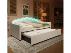 Sofá cama 90x200/180x200 cm - con cama nido - con banda luminosa LED - terciopelo - (colchón no incluido)^ModernLuxe Clearance