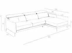 Sofá chaise longue derecha piel 6041^Angel Cerda Discount