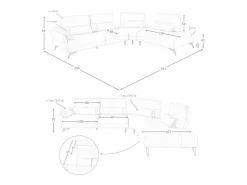 Angel Cerda Sofá chaise longue derecha piel arena 6213 Beige Outlet