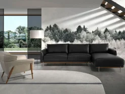 Angel Cerda Sofá chaise longue derecha piel 6197 Negro Clearance