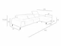 Sofá chaise longue derecha piel gris taupe 6150^Angel Cerda Discount