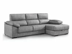 Cambia tus muebles Sofá Relax|Sofá Chaise Longue izquierdo de 100x283x167 con arcón y patas metálicas oscuro Monti