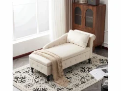 Sofá chaise longue para salón - 144 x 62 x 69 cm - con almacenamiento + cojines + reposabrazos derecho - terciopelo -^Merax Hot