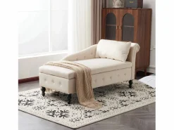 Sofá chaise longue para salón - 144 x 62 x 69 cm - con almacenamiento + cojines + reposabrazos derecho - terciopelo -^Merax Hot