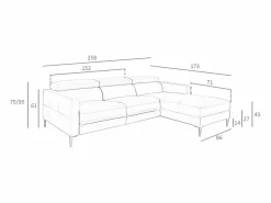 Sofá chaise longue relax derecha piel gris oscuro 6126^Angel Cerda Outlet