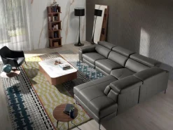 Angel Cerda Sofá chaise longue relax derecha piel gris oscuro 6111 Beige Online